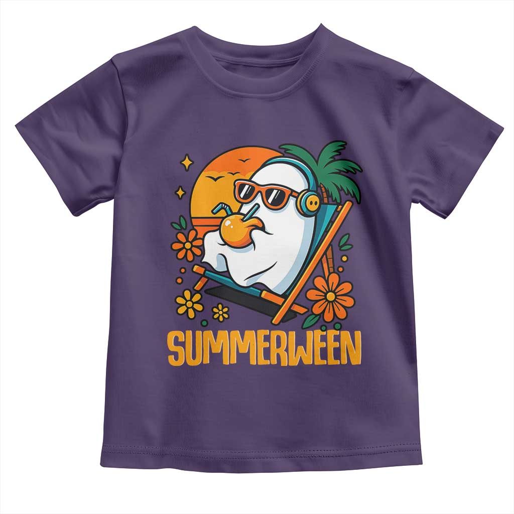 Tropical Summerween Boo Sheet Toddler T Shirt Funny Ghost Halloween Summer Beach Vibes - Wonder Print Shop