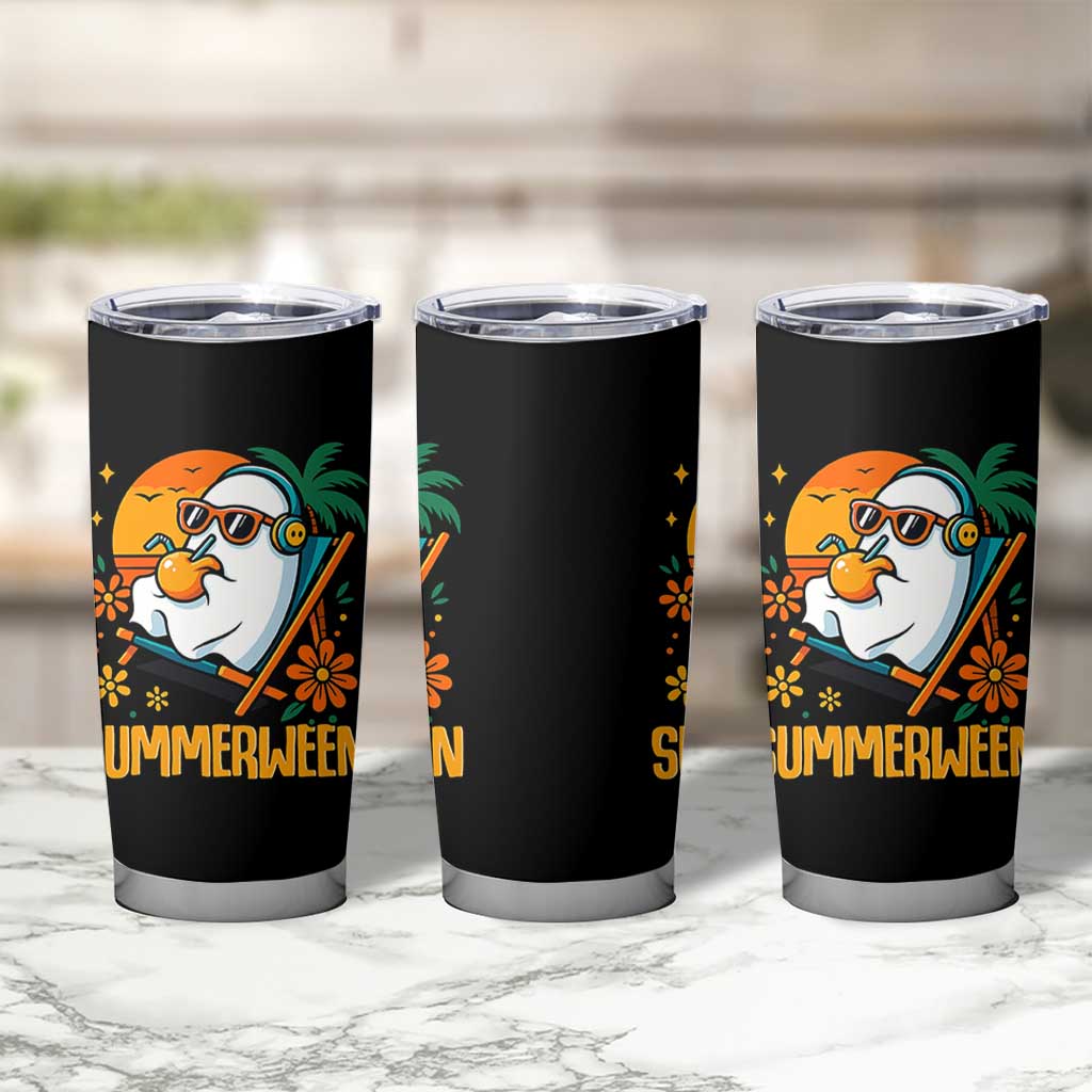 Tropical Summerween Boo Sheet Tumbler Cup Funny Ghost Halloween Summer Beach Vibes - Wonder Print Shop