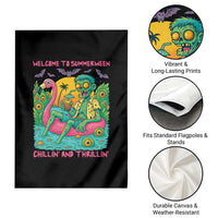 Summerween Zombie Pool Party Garden Flag Chillin and Thrillin Flamingo Float Summer Halloween