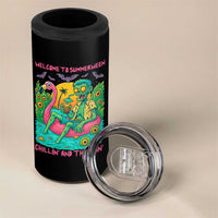 Summerween Zombie Pool Party 4 in 1 Can Cooler Tumbler Chillin and Thrillin Flamingo Float Summer Halloween