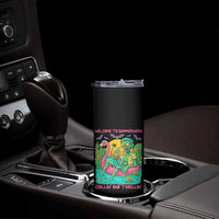 Summerween Zombie Pool Party Skinny Tumbler Chillin and Thrillin Flamingo Float Summer Halloween