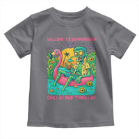 Summerween Zombie Pool Party Toddler T Shirt Chillin and Thrillin Flamingo Float Summer Halloween