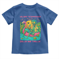 Summerween Zombie Pool Party Toddler T Shirt Chillin and Thrillin Flamingo Float Summer Halloween
