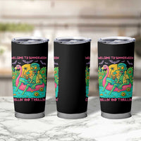 Summerween Zombie Pool Party Tumbler Cup Chillin and Thrillin Flamingo Float Summer Halloween