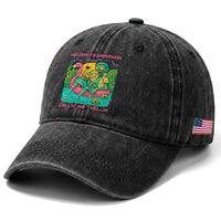 Summerween Zombie Pool Party Washed Cotton Baseball Cap Chillin and Thrillin Flamingo Float Summer Halloween