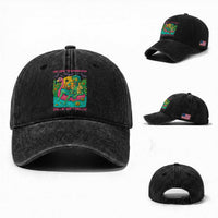 Summerween Zombie Pool Party Washed Cotton Baseball Cap Chillin and Thrillin Flamingo Float Summer Halloween