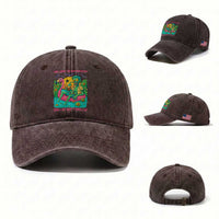 Summerween Zombie Pool Party Washed Cotton Baseball Cap Chillin and Thrillin Flamingo Float Summer Halloween