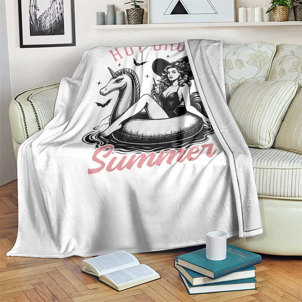 Hot Ghoul Summer Throw Blanket Retro Pin Up Witch Summerween Summer Beach Halloween Vibes