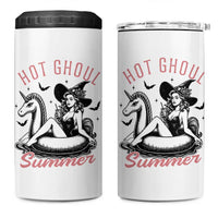 Hot Ghoul Summer 4 in 1 Can Cooler Tumbler Retro Pin Up Witch Summerween Summer Beach Halloween Vibes