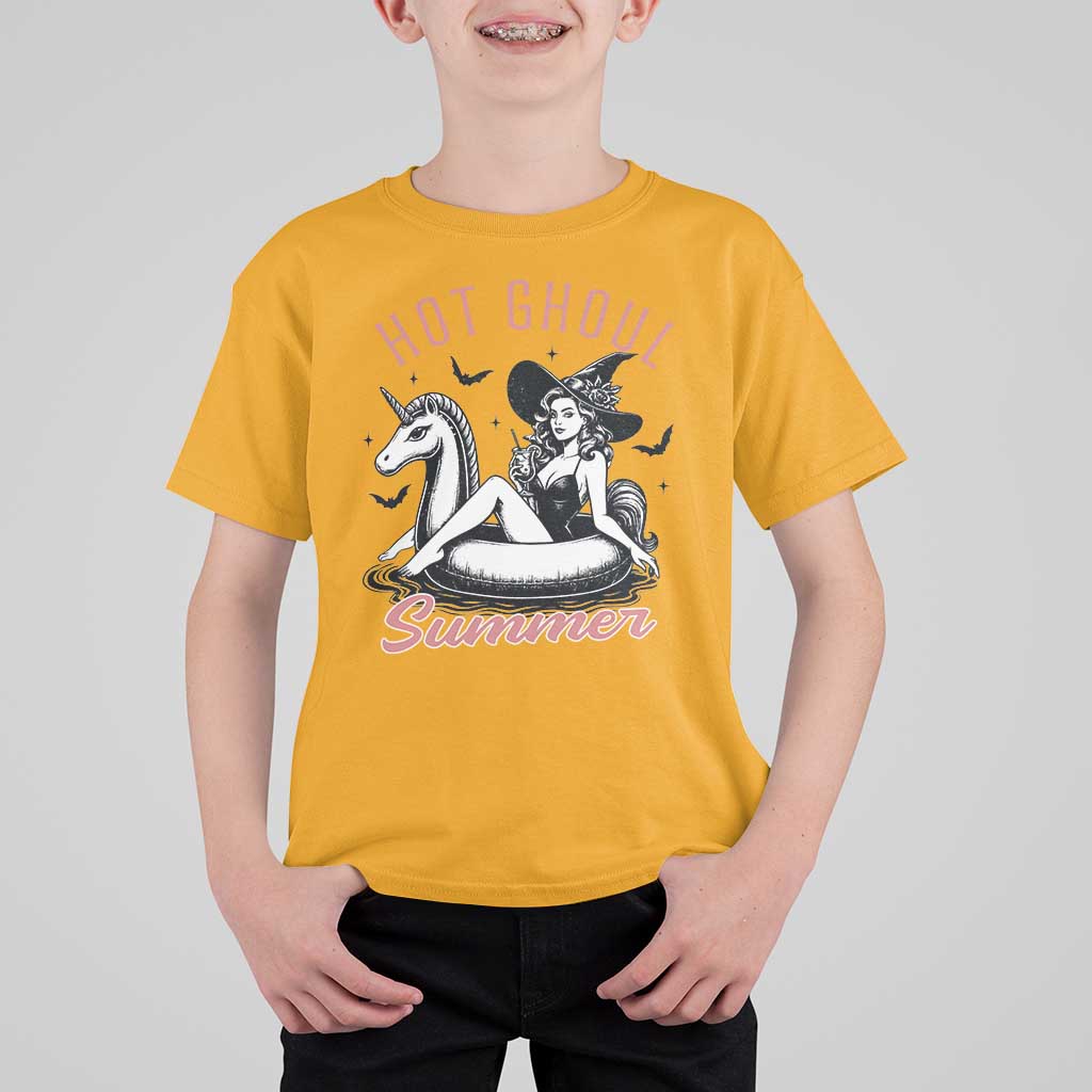 Hot Ghoul Summer T Shirt For Kid Retro Pin Up Witch Summerween Summer Beach Halloween Vibes