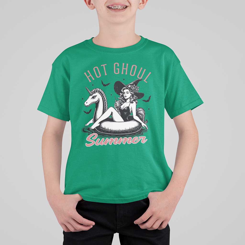 Hot Ghoul Summer T Shirt For Kid Retro Pin Up Witch Summerween Summer Beach Halloween Vibes