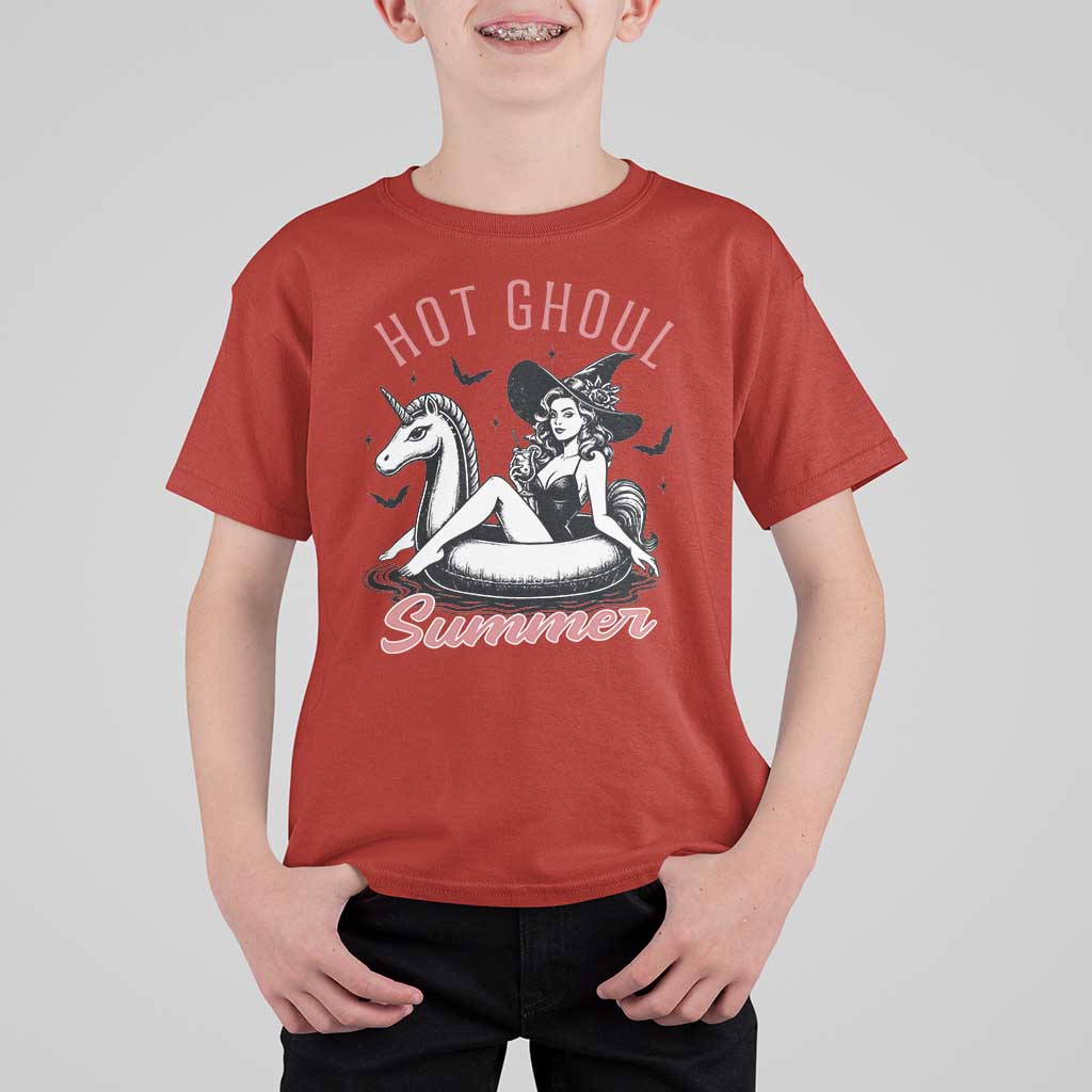 Hot Ghoul Summer T Shirt For Kid Retro Pin Up Witch Summerween Summer Beach Halloween Vibes