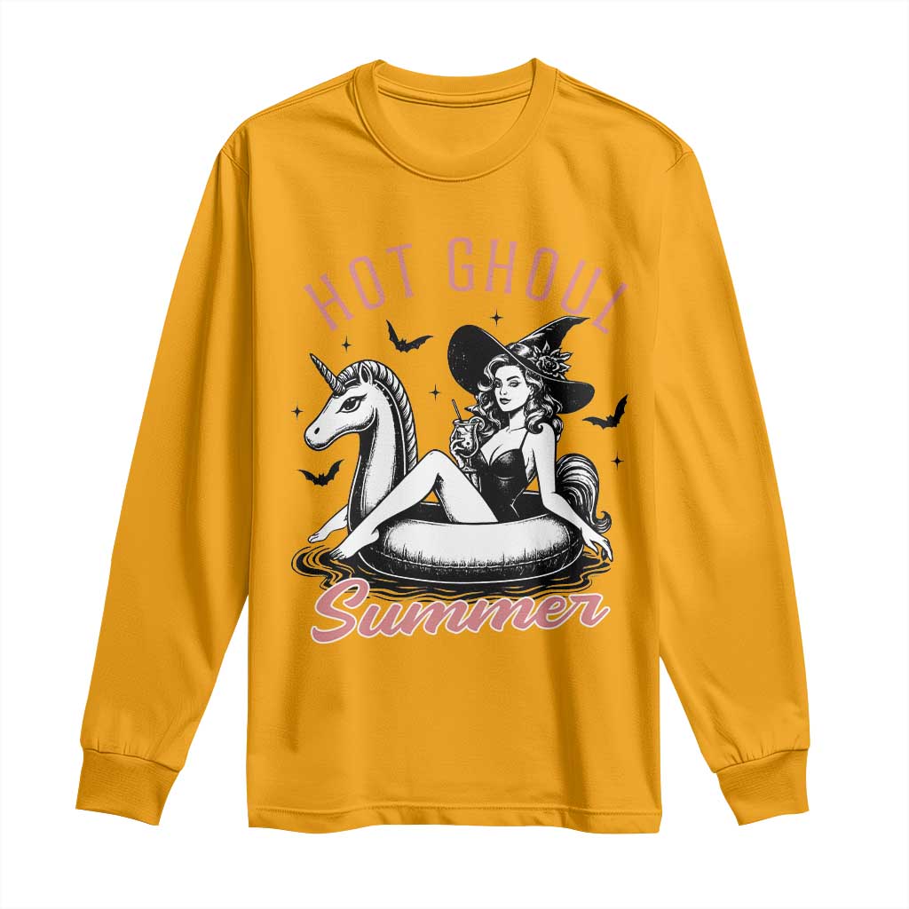 Hot Ghoul Summer Long Sleeve Shirt Retro Pin Up Witch Summerween Summer Beach Halloween Vibes