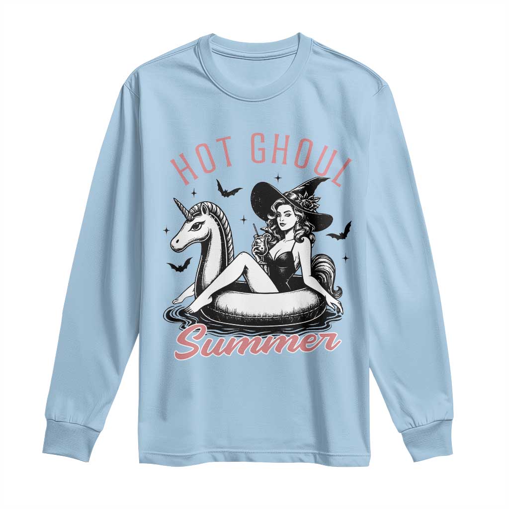 Hot Ghoul Summer Long Sleeve Shirt Retro Pin Up Witch Summerween Summer Beach Halloween Vibes