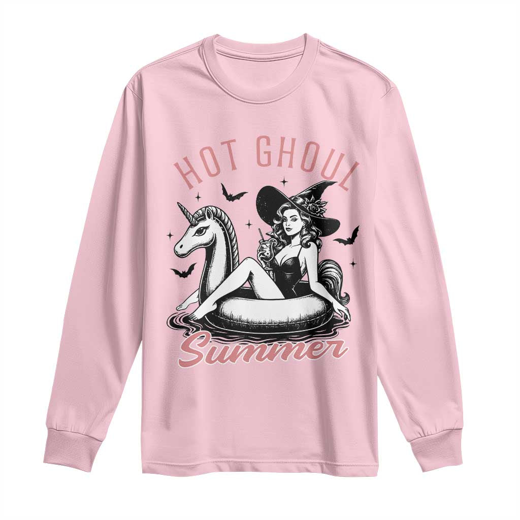 Hot Ghoul Summer Long Sleeve Shirt Retro Pin Up Witch Summerween Summer Beach Halloween Vibes