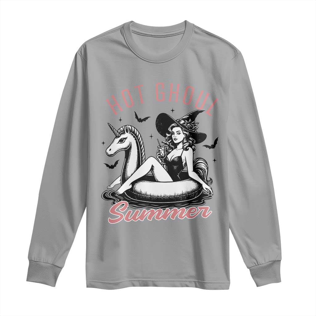 Hot Ghoul Summer Long Sleeve Shirt Retro Pin Up Witch Summerween Summer Beach Halloween Vibes