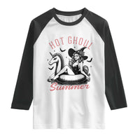 Hot Ghoul Summer Raglan Shirt Retro Pin Up Witch Summerween Summer Beach Halloween Vibes
