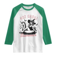 Hot Ghoul Summer Raglan Shirt Retro Pin Up Witch Summerween Summer Beach Halloween Vibes