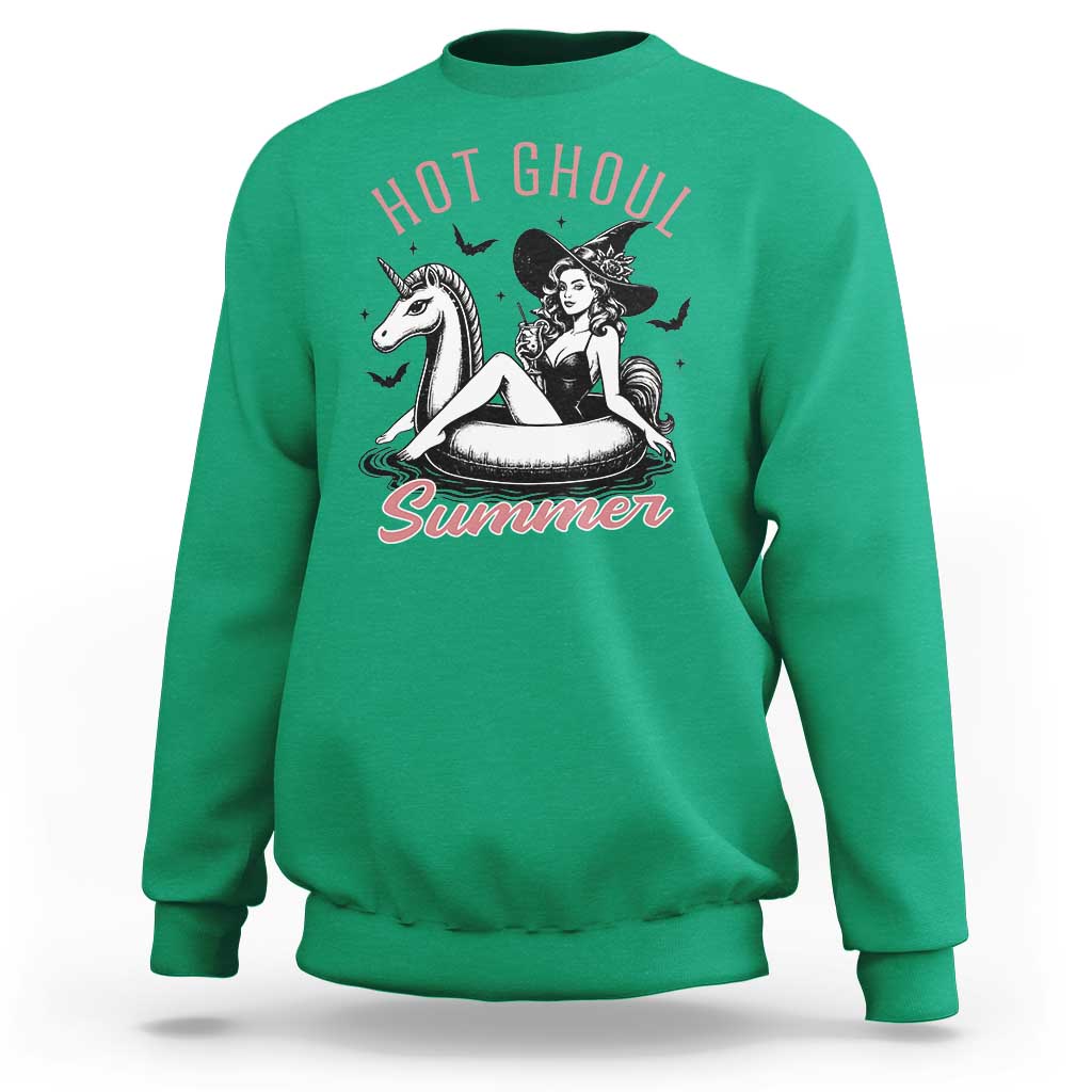 Hot Ghoul Summer Sweatshirt Retro Pin Up Witch Summerween Summer Beach Halloween Vibes