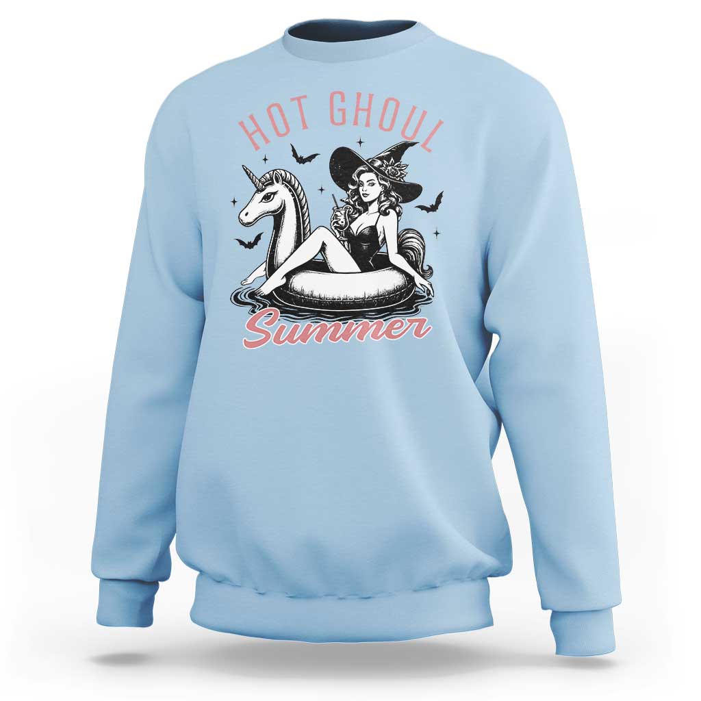 Hot Ghoul Summer Sweatshirt Retro Pin Up Witch Summerween Summer Beach Halloween Vibes