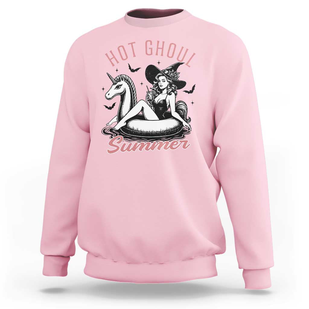 Hot Ghoul Summer Sweatshirt Retro Pin Up Witch Summerween Summer Beach Halloween Vibes