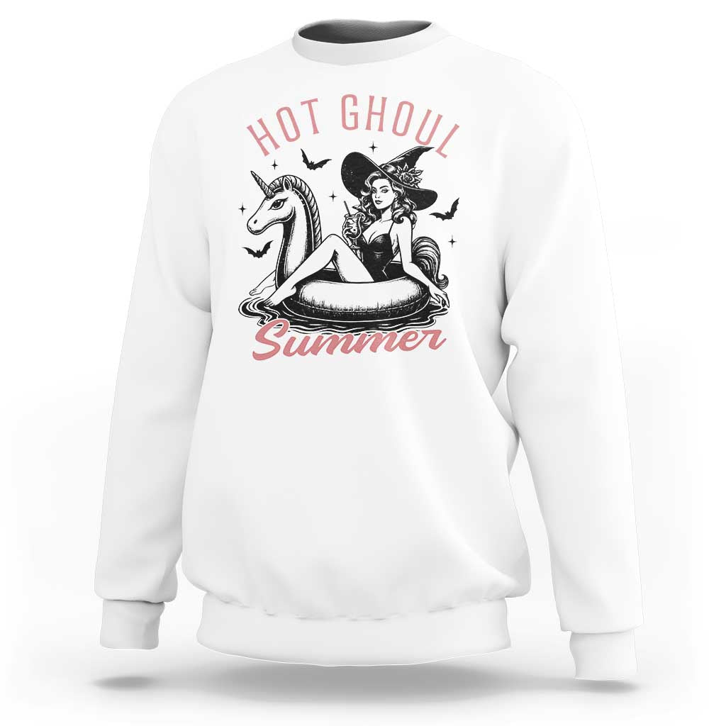 Hot Ghoul Summer Sweatshirt Retro Pin Up Witch Summerween Summer Beach Halloween Vibes