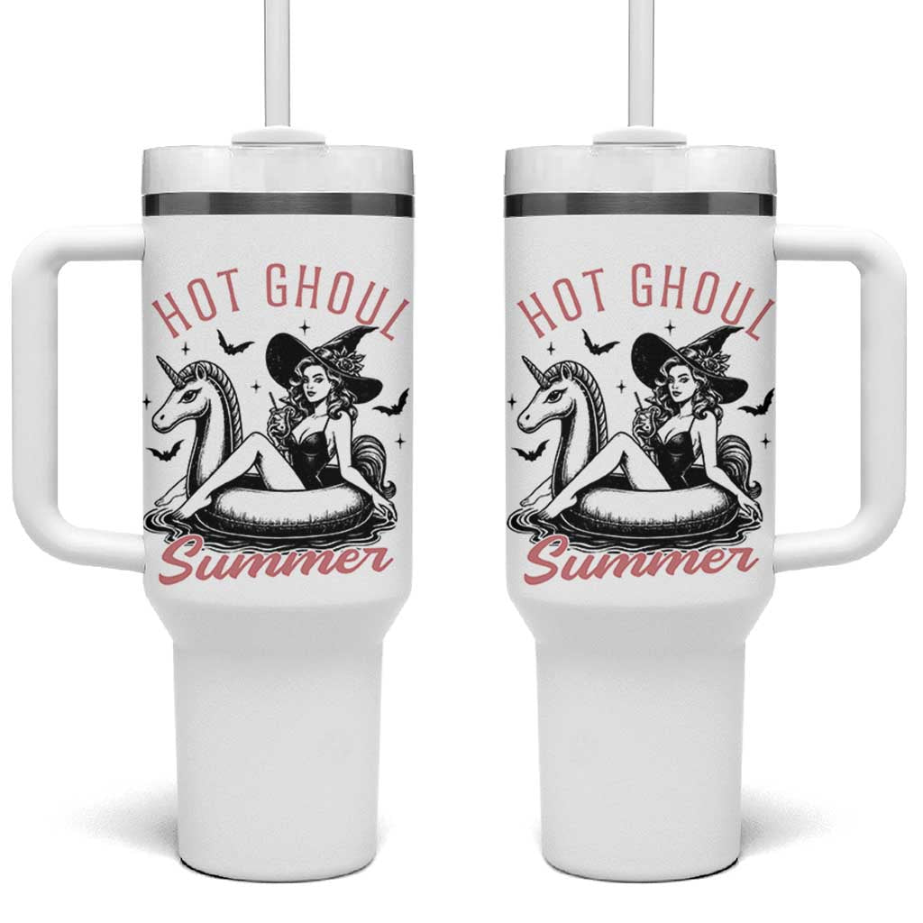 Hot Ghoul Summer Tumbler With Handle Retro Pin Up Witch Summerween Summer Beach Halloween Vibes