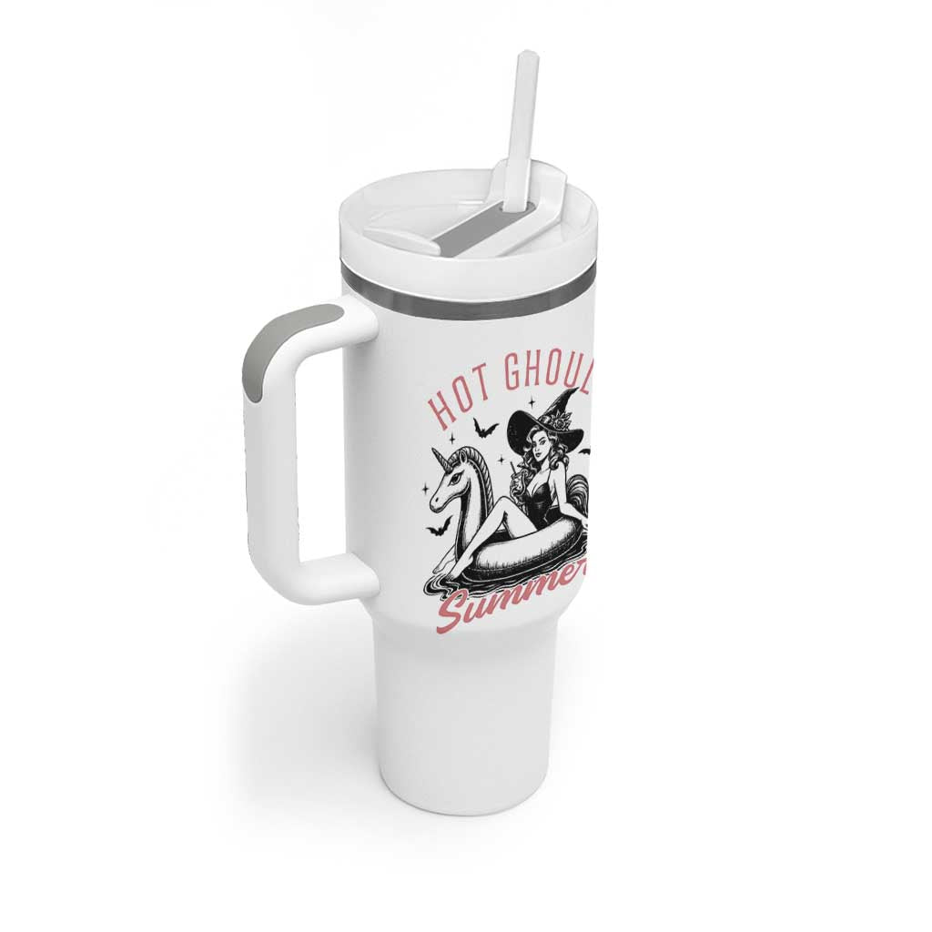 Hot Ghoul Summer Tumbler With Handle Retro Pin Up Witch Summerween Summer Beach Halloween Vibes
