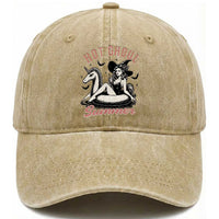 Hot Ghoul Summer Washed Cotton Baseball Cap Retro Pin Up Witch Summerween Summer Beach Halloween Vibes