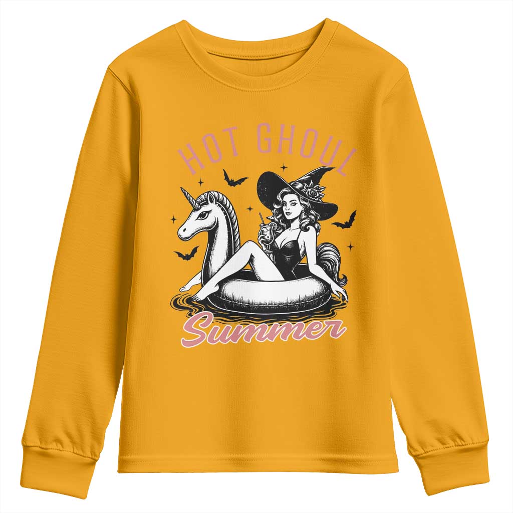 Hot Ghoul Summer Youth Sweatshirt Retro Pin Up Witch Summerween Summer Beach Halloween Vibes