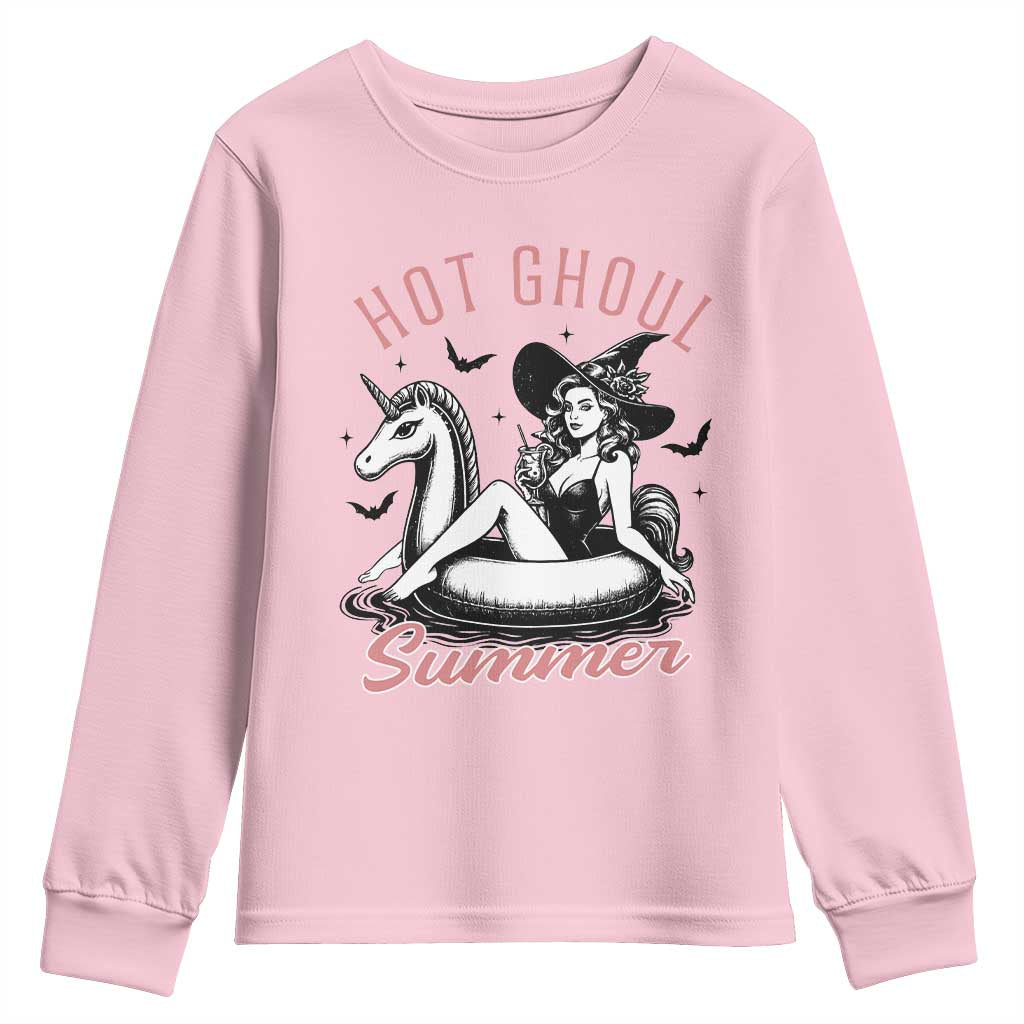 Hot Ghoul Summer Youth Sweatshirt Retro Pin Up Witch Summerween Summer Beach Halloween Vibes