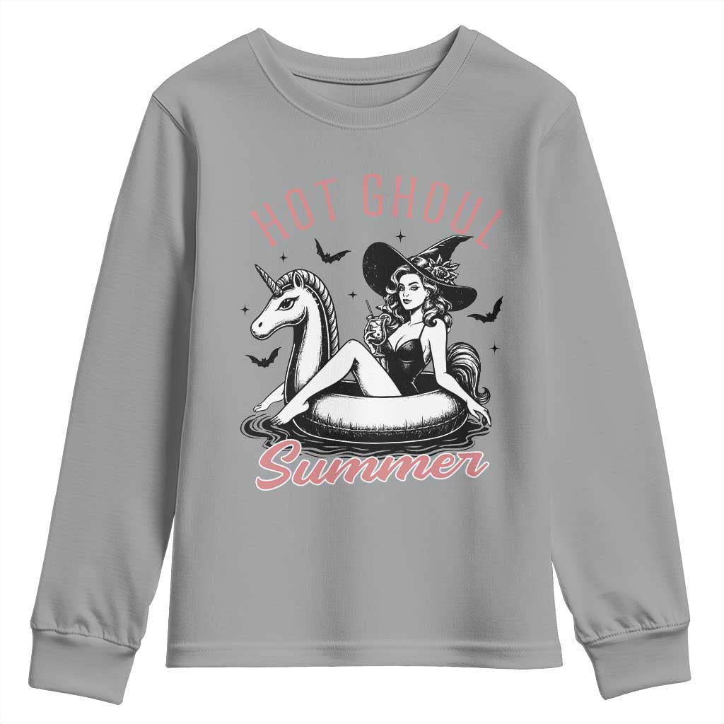 Hot Ghoul Summer Youth Sweatshirt Retro Pin Up Witch Summerween Summer Beach Halloween Vibes