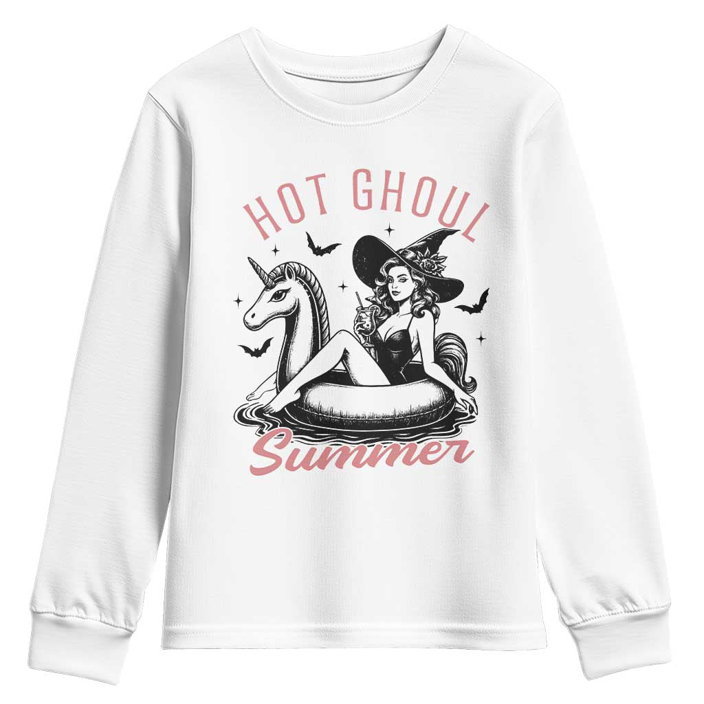Hot Ghoul Summer Youth Sweatshirt Retro Pin Up Witch Summerween Summer Beach Halloween Vibes