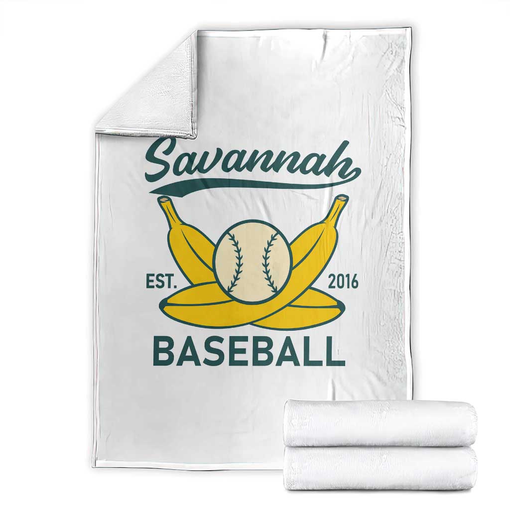 Retro Savannah Baseball Est. 2016 Throw Blanket Funny Banana and Ball Vintage Sports - Wonder Print Shop