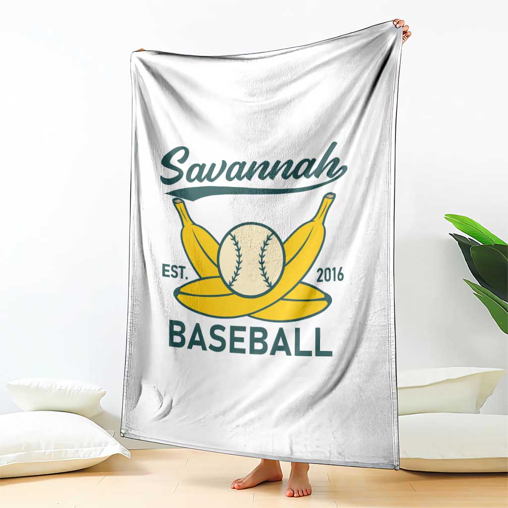 Retro Savannah Baseball Est. 2016 Throw Blanket Funny Banana and Ball Vintage Sports - Wonder Print Shop