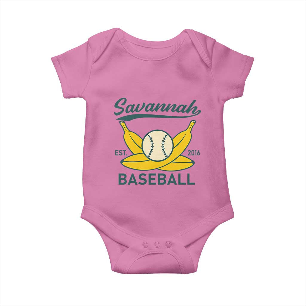 Retro Savannah Baseball Est. 2016 Baby Onesie Funny Banana and Ball Vintage Sports - Wonder Print Shop
