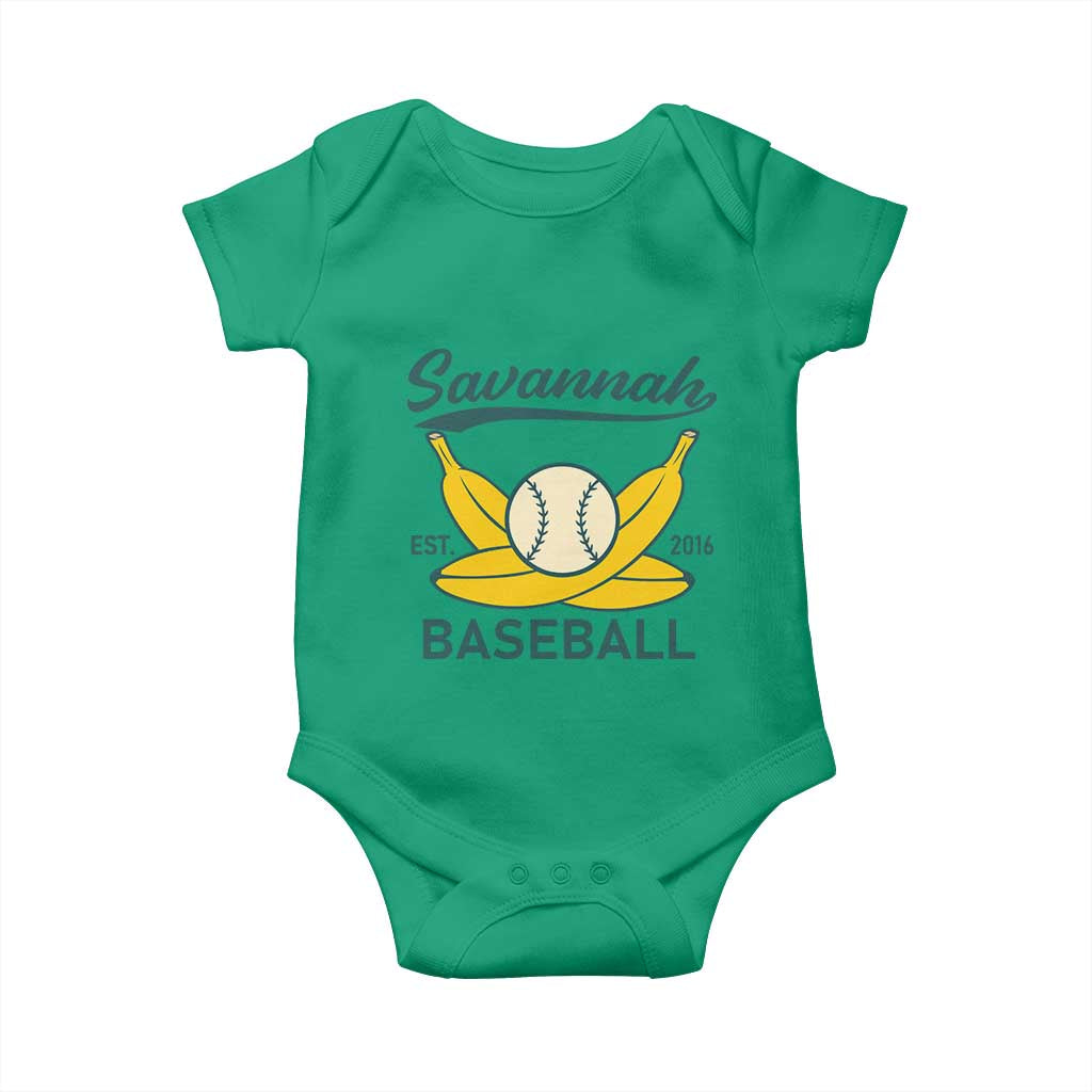 Retro Savannah Baseball Est. 2016 Baby Onesie Funny Banana and Ball Vintage Sports - Wonder Print Shop