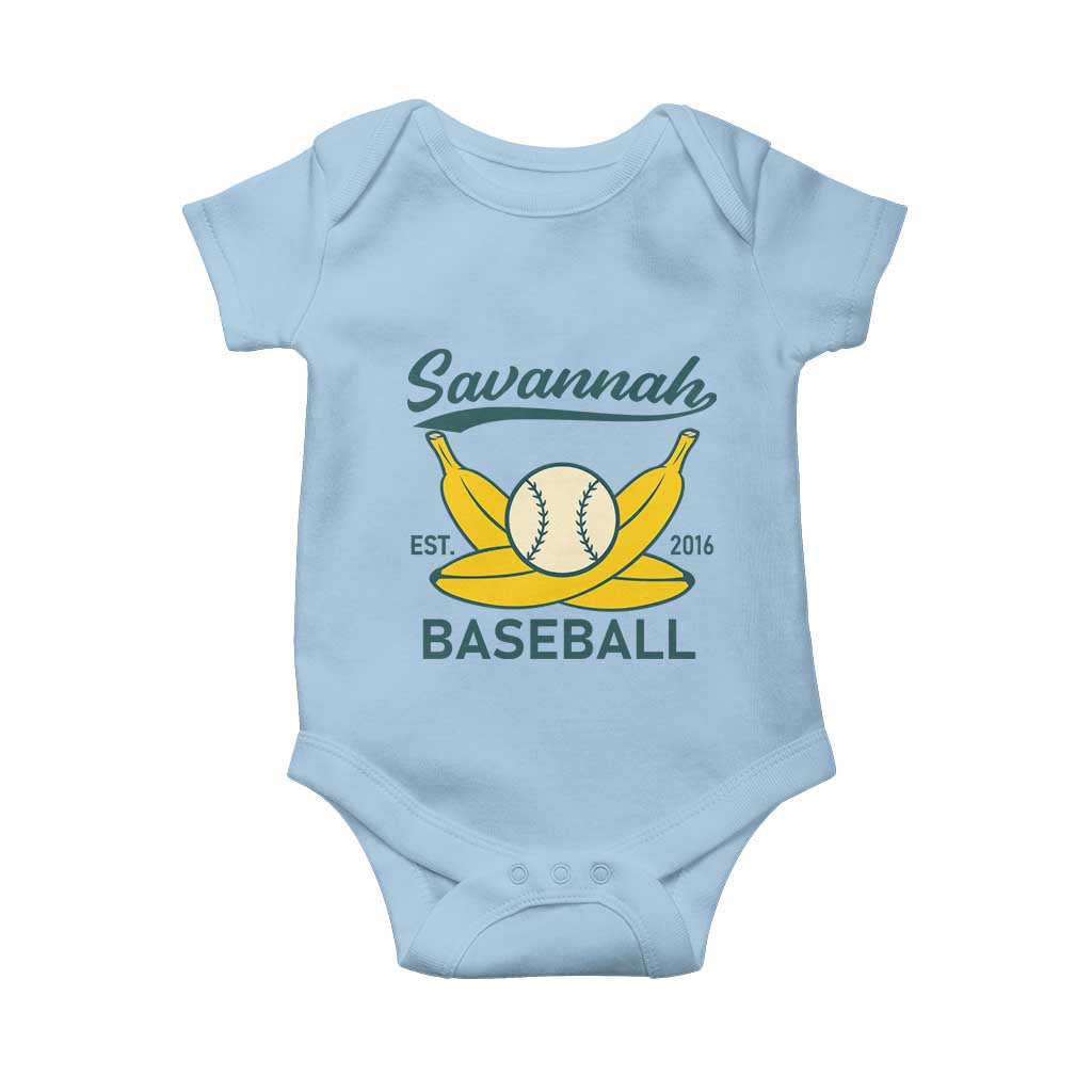 Retro Savannah Baseball Est. 2016 Baby Onesie Funny Banana and Ball Vintage Sports - Wonder Print Shop