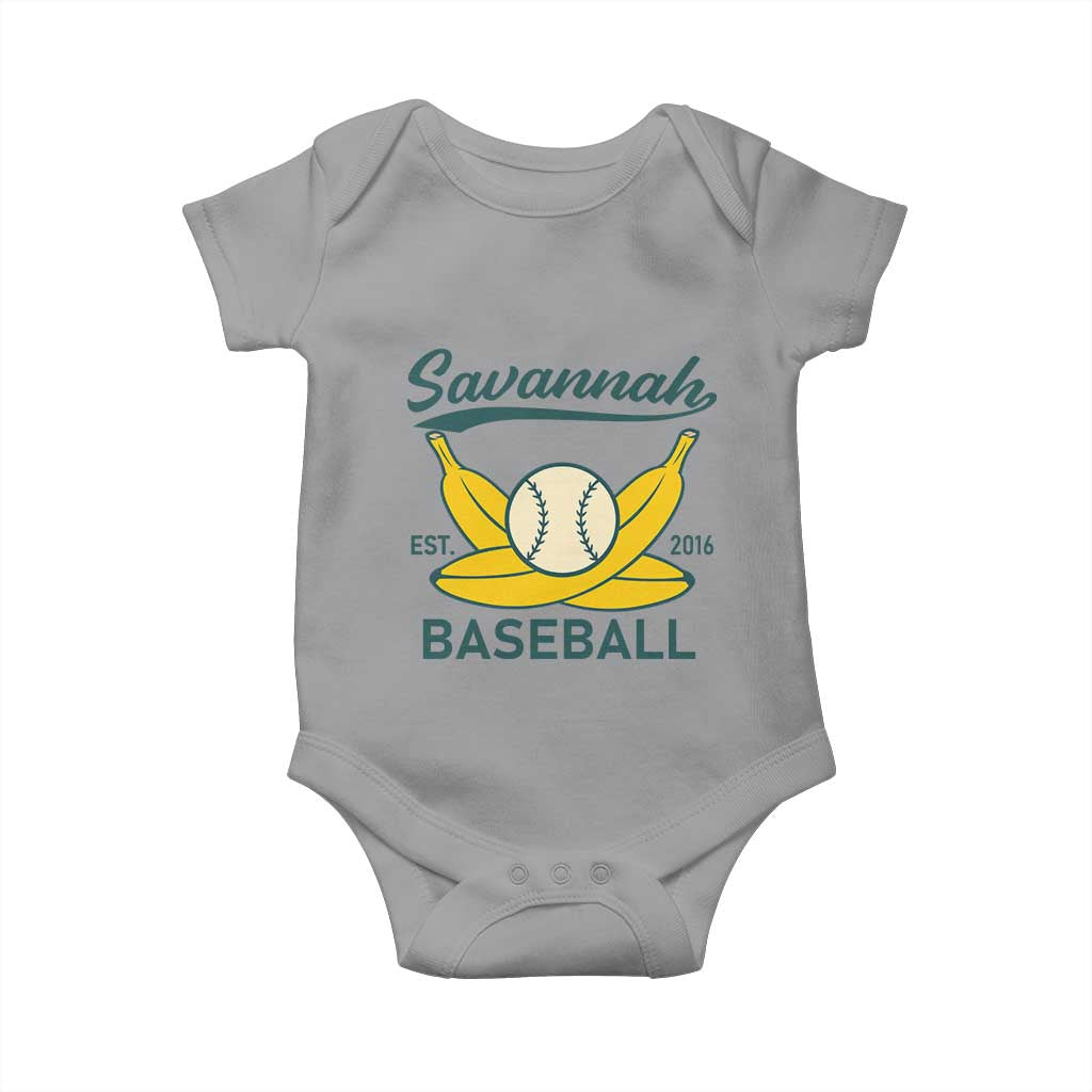 Retro Savannah Baseball Est. 2016 Baby Onesie Funny Banana and Ball Vintage Sports - Wonder Print Shop