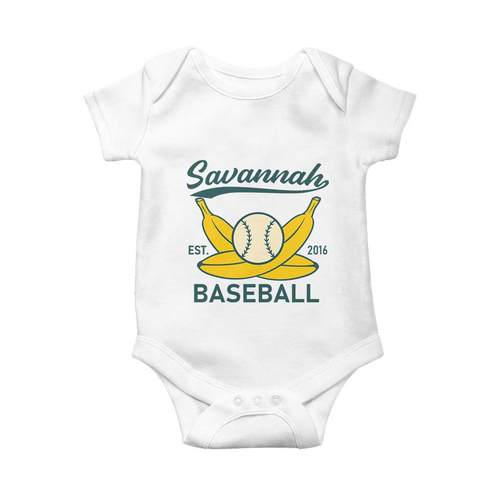 Retro Savannah Baseball Est. 2016 Baby Onesie Funny Banana and Ball Vintage Sports - Wonder Print Shop