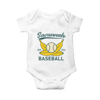Retro Savannah Baseball Est. 2016 Baby Onesie Funny Banana and Ball Vintage Sports - Wonder Print Shop