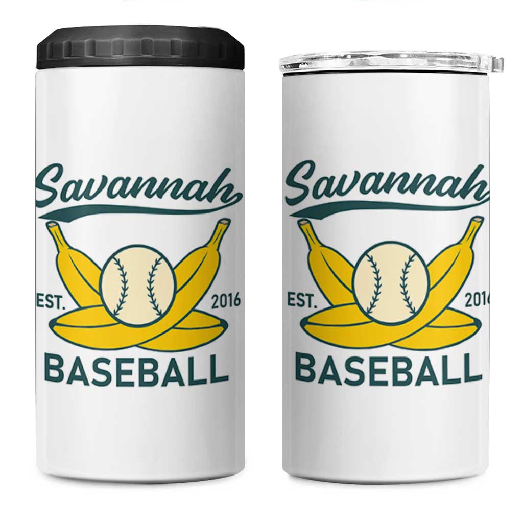 Retro Savannah Baseball Est. 2016 4 in 1 Can Cooler Tumbler Funny Banana and Ball Vintage Sports - Wonder Print Shop