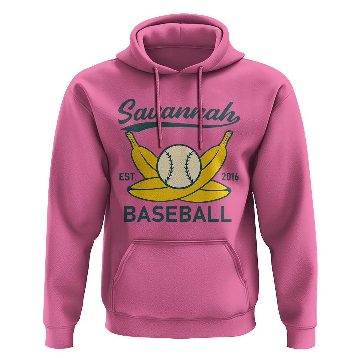 Retro Savannah Baseball Est. 2016 Hoodie Funny Banana and Ball Vintage Sports - Wonder Print Shop