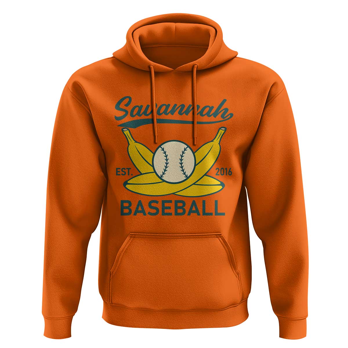 Retro Savannah Baseball Est. 2016 Hoodie Funny Banana and Ball Vintage Sports - Wonder Print Shop