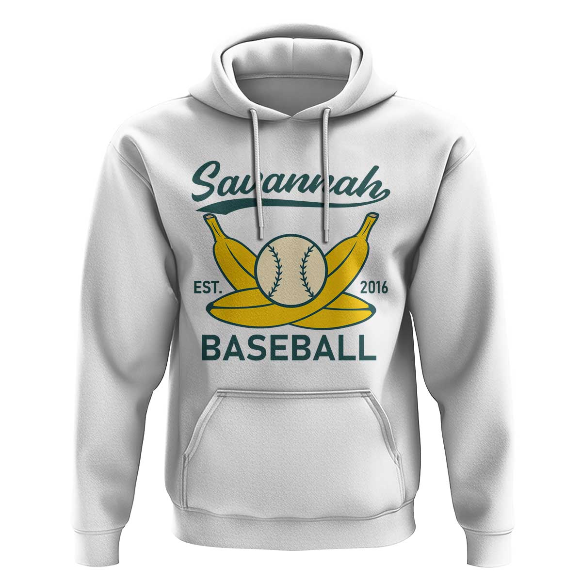 Retro Savannah Baseball Est. 2016 Hoodie Funny Banana and Ball Vintage Sports - Wonder Print Shop