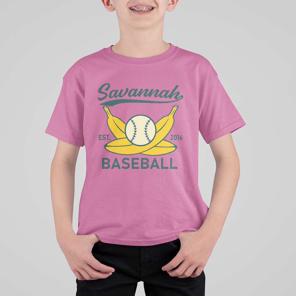 Retro Savannah Baseball Est. 2016 T Shirt For Kid Funny Banana and Ball Vintage Sports - Wonder Print Shop