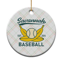 Retro Savannah Baseball Est. 2016 Ceramic Ornament Funny Banana and Ball Vintage Sports - Wonder Print Shop