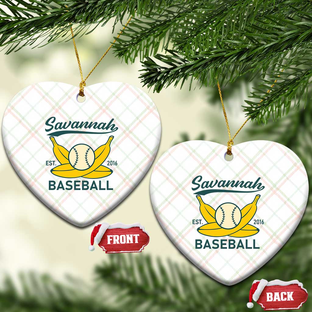 Retro Savannah Baseball Est. 2016 Ceramic Ornament Funny Banana and Ball Vintage Sports - Wonder Print Shop