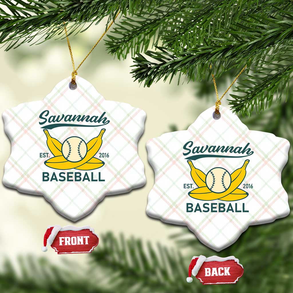 Retro Savannah Baseball Est. 2016 Ceramic Ornament Funny Banana and Ball Vintage Sports - Wonder Print Shop