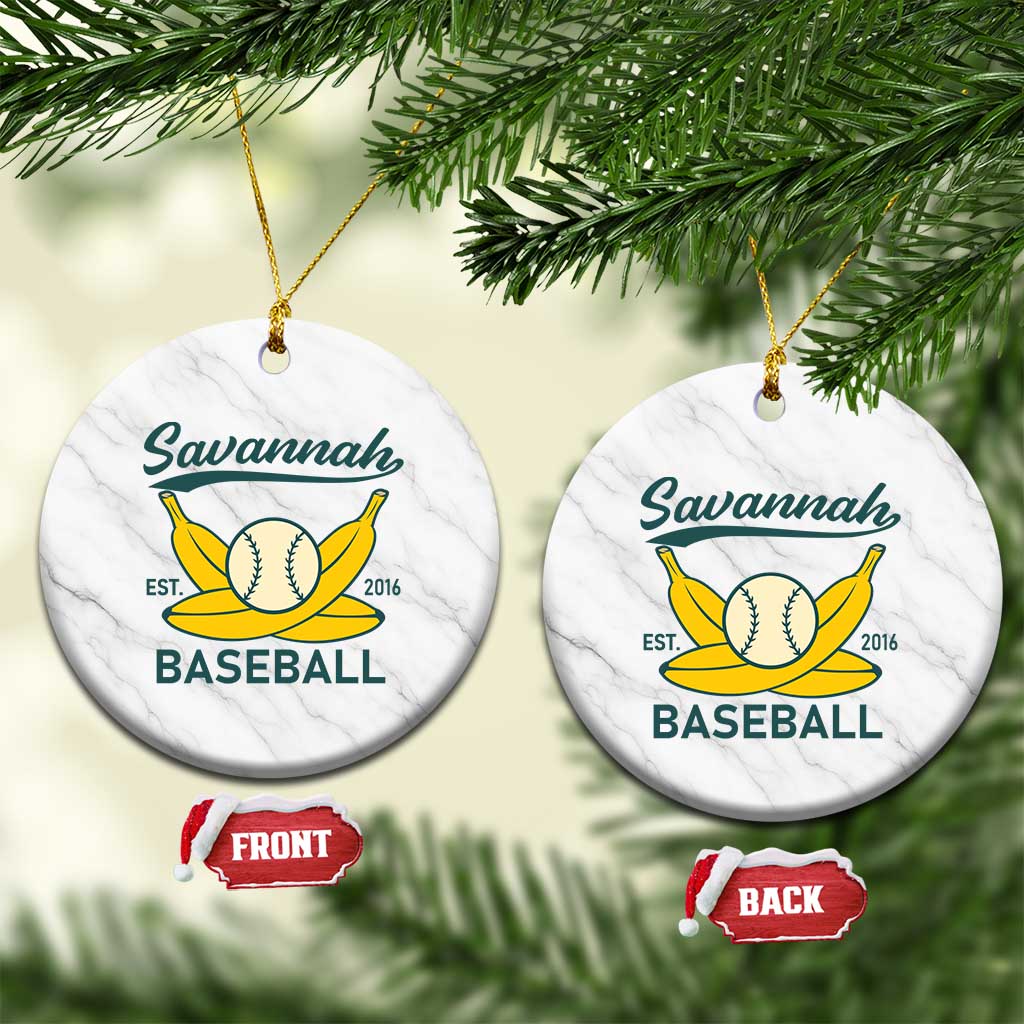 Retro Savannah Baseball Est. 2016 Ceramic Ornament Funny Banana and Ball Vintage Sports - Wonder Print Shop